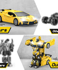 Dope Transform RC Car for Kids 3 to 8, 2.4GHz Remote, yellow car and robot with flashing headlights, 1:16 scale, dual modes