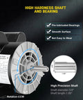 Detail of Five Horsepower SPL Air Compressor Motor with 3450 RPM 230 Volt Single Phase 15 Amp 56 Frame Keyed Shaft