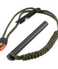 5 Inch Weatherproof Flint Ferro Rod Fire Starter Kit With Whistle And Paracord Lanyard Handle, Steel Multitool Striker