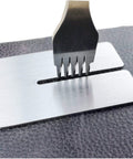 Close-up of Punching Pad Kit For Leather Work With Yellow Cushioned Protective Mat And White Cutting Board Stamping Surface