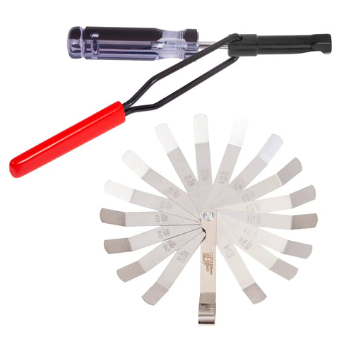 Pro Grade All In One Valve Adjustment Tool Set For 10mm Jam Nut With Angled Feeler Gauge And Slotted Valve Adjusting Stud