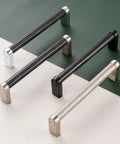Black And Nickel Knurled Cabinet Pulls Three And Three Quarter Inch Hole Centers Solid Metal Handles Pack Of Ten