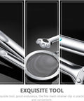 Stainless steel oil strainer clamp with circular mesh filter and claw design handle for cooking and frying