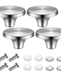 Snag This Rock Solid Replacement Dutch Oven Knob Set, Heat Resistant Stainless Steel Pot Lid Handles For Enameled Cast Iron Cookware, Hassle Free Kitchen Upgrade Silver Four Pack of knobs with screws.