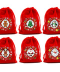 Six Pack Premium Holiday Gift Bags 20x30cm Bulk Set For Christmas Treats, Decorations, Sweets, And Party Supplies Storage Pouches