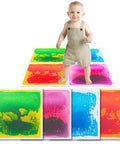 Liquid Sensory Colorful Floor Tiles Pack Of 4 11.8 Inch Square Dance Floor Tiles That Move With Every Step with child stepping