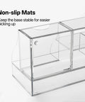 Acrylic Desk Organizer With Six Compartments showing non-slip mats for stability, ideal for home office or dorm use.