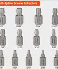Broken Bolt Extractor Kit With 54 Pieces Easy Out Set for Damaged Bolts Rusted Nuts Screws showing multi-spline extractors.