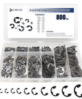 800 Piece E Clip Retaining Ring Kit With 10 Sizes In Manganese Steel Pro Grade E Rings for Automotive Machinery Bicycles DIY