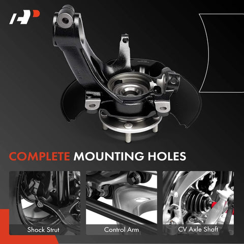 Front Right Steering Knuckle With Wheel Bearing Hub Assembly For Honda Civic 2016 To 2021 Passenger Side includes hub bearing and dust shield easy install direct fit replacement showing complete mounting holes