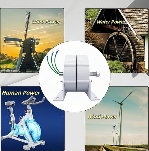 12000W Low RPM Permanent Magnet Generator For Wind Turbines, 3 Phase Gearless PMAC Alternator With Rectifier, showcased with power sources.