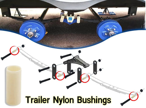16 Piece Trailer Leaf Spring Bushing Kit With Heavy Duty Nylon Shackle Bushings For Double Eye Springs And Trailer Axle Equators