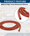 Red Silicone Vacuum Hose For Automotive High Temperature Vacuum Line 3.3 Ft Long 6mm ID 3mm Wall Thickness coiled close-up