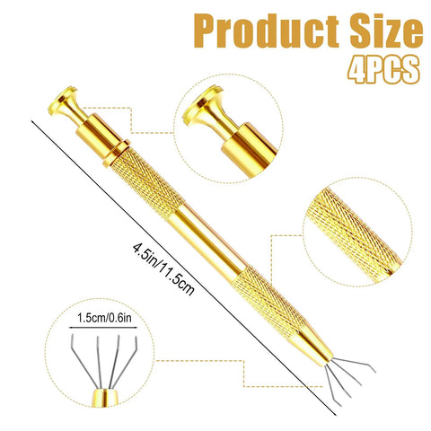 Four Piece Jewelry Grabber Tool Set With Four Claw Sprinkle Pen Four And A Half Inch Stainless Steel Piercing Tools For Jewelry Changes Nails Crafts Cake Sprinkles DIY Repairs