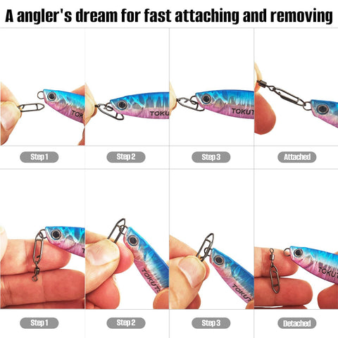 Fast Change Fishing Clips Set With Barrel Swivels And Quick Release Clips Snaps Ez Clip Tackle demonstration steps