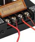 Close-up of LED Light Strip Dimmer Controller with Aluminum Housing 12V To 24V DC 30A PWM Brightness Rotating Knob On Off Switch