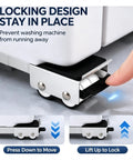 Locking feature of Heavy Duty Adjustable Appliance Mover Dolly With 24 Silent Wheels for secure moving of washing machines.