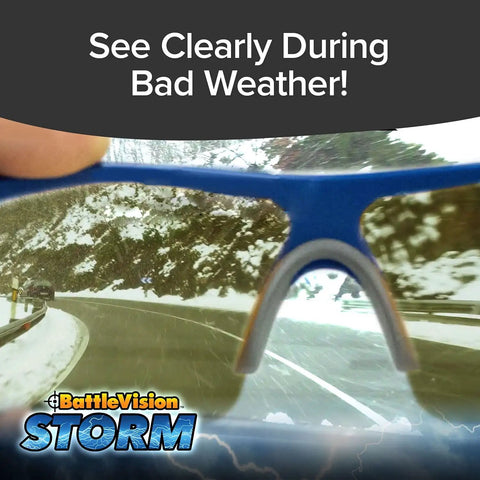 Storm-Ready Glare-Reducing Glasses For Driving In Rain And Snow view enhancing snowy road through lenses.
