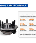 Pair 515073 Front Wheel Bearing And Hub Assembly For 2004 2005 Dodge Ram 1500 5 Lug With ABS Direct Fit Replacement OE Style