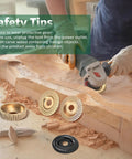 14 Piece Wood Carving Discs Set For 4 Inch And 4.5 Inch Angle Grinders, Includes Rotary Burrs, shown in use on woodwork