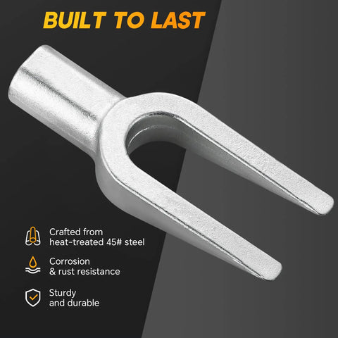 Close-up of a Ball Joint Separator Set 5 Piece Pickle Fork Kit For Cars And Light Trucks Tie Rod Tool, 45# steel.