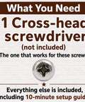Image showing requirements for assembly, highlighting 1 cross-head screwdriver needed for setup.