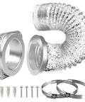 Magnetic Dryer Vent Connector Kit with 4 inch quick connect hose, 3 ft flexible duct, 2 clamps, and self-aligning airtight seal.