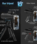 Clear 15x55 Monocular Telescope With Tripod And Phone Adapter For Adults on tripod, 360° adjustable, shown with phone mount