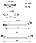 Double Bent Front And 90mm Rear Link Set For Axial SCX24 Deadbolt Crawler Beef Up Ground Clearance Titanium Alloy Or Aluminum Upgrade Nylon Rod Ends Brass Pivot Balls Flexible Build Options, dimension drawing