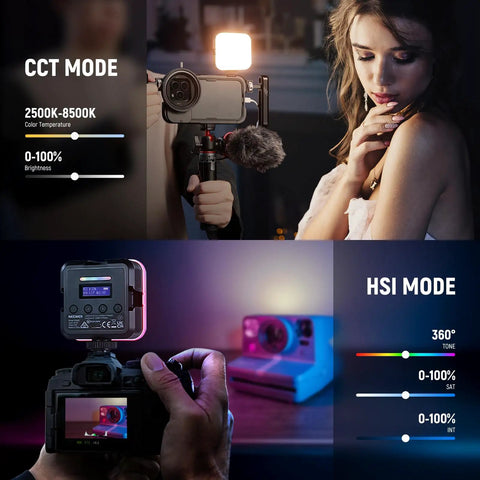Person using Magnetic RGB Camera Light For Video And Photography, 61 LED Full Color, Pro Grade 360 Degree Beam, 2500K To 8500K