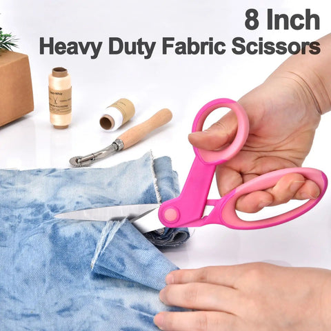 8 Inch Heavy Duty Fabric Scissors Set 8 Inch, Detail Embroidery Scissors 5 Inch, Small Selvedge Scissors 4 Inch, Thread Snips 5 Inch For Tailoring, Dressmaking, Quilting, And Arts And Crafts, Pro Grade Sewing Kit cutting denim