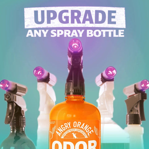 Five spray bottles with UV flashlight attachments for Portable UV Flashlight Black Light For Pet Urine Detection.