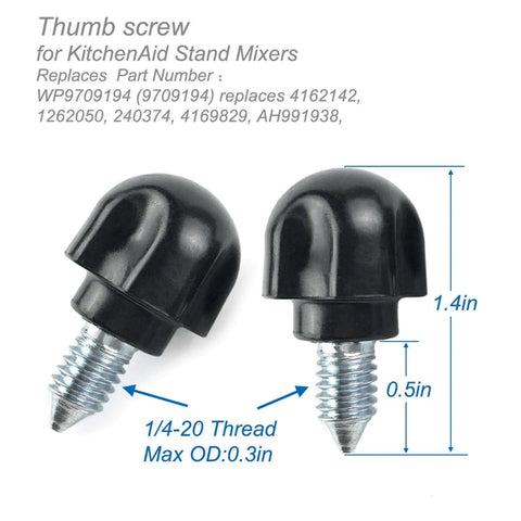 Mixer Thumb Screw With Black Knob For Stand Mixers Go-To Replacement Part Pack Of 2 Fits KitchenAid And Whirlpool Attachments