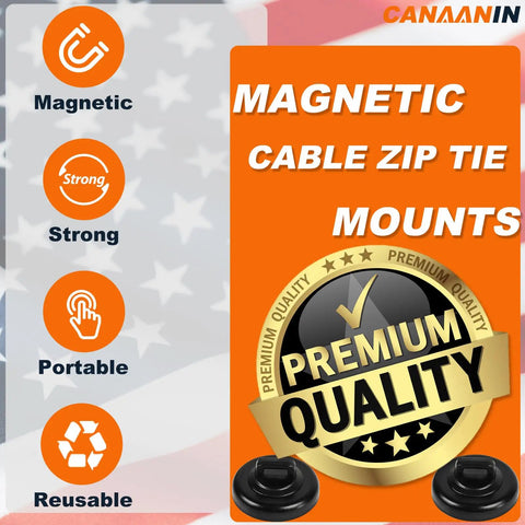 Magnetic Zip Tie Mounts Kit For Home Office Marine And Auto Projects, Hang Tight Magnetic Tie Bases with quality badge