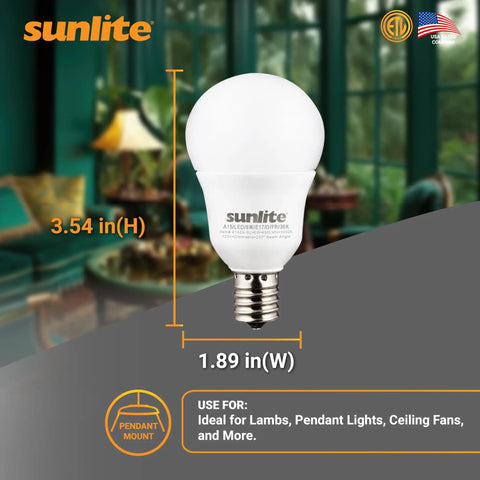 A15 LED Bulbs E17 Intermediate Base 6W (40W Equiv) Dimmable Frosted Finish 480 Lumens 3000K Warm White ETL Listed 6 Pack