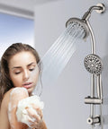 Rainfall Shower Head With Handheld Spray No Drill 26 Inch Adjustable Height Slider Bar High Pressure Dual Shower Head Set Brushed Nickel