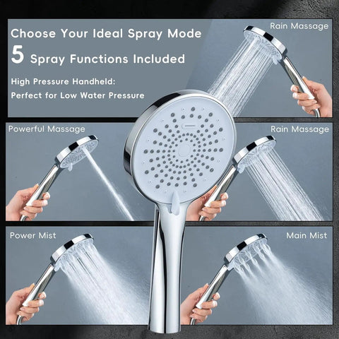 Top Shelf 10 Inch High Pressure Rain Shower Head Combo With Heavy Adjustable Arm And Versatile Five Setting Handheld Sprayer That Hits Different For Great Showers