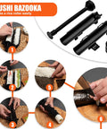 Steps to use Sushi Bazooka from 28 In 1 Sushi Making Kit With Roller And Bamboo Mats Bazooka Nigiri Gunkan Molds Musubi Maker Rice Ball Mold And More Easy Home Sushi Set For Beginners Ready To Roll Like A Pro