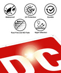Rock Solid 2 Pack FDC Sign For Fire Department Connection Made From Premium Aluminum Outdoor plaque with feature icons.