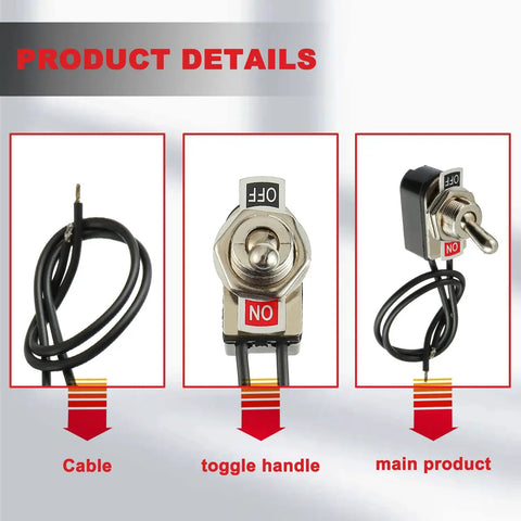 Heavy Duty SPST Rocker Toggle Switch 2 Pin On Off Latching With Leads 6A At 125VAC And 3A At 250VAC For Car Truck Boat Marine Black Shell