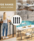 Adjustable Folding Table Leg Risers Four Pack Metal Height Extenders For Straight And Bent Legs Kick Back Pain To The Curb Dial In Your Perfect Setup Desk Leveler That Truly Slaps showcasing various applications and adjustable heights.