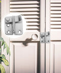 Easy Install Durable Stainless Steel Heavy Duty Gate Latch on door, showcasing sturdy design and secure closure for yards and garages.