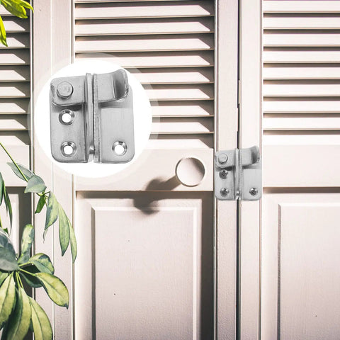 Easy Install Durable Stainless Steel Heavy Duty Gate Latch on door, showcasing sturdy design and secure closure for yards and garages.