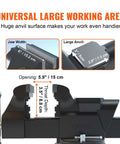 Front view of VEVOR bench vise: 6-inch jaws, 5.9-inch opening, 360-degree swivel base, ductile iron with anvil