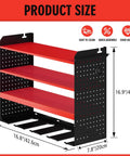 Power Tool Rack With Adjustable Height Wall Mount Red Tool Storage Organizer For Pegboard And Side Mount Garage, 280 lbs capacity