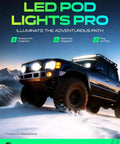 5.5 Inch LED Pod Lights Driving Beam, 40W Off Road Lights With 400 Lumens, Rugged LED Light Bar For Trucks, ATVs, UTVs, Dirt Bikes, Boats, And More, Built For Night Rides And Tough Jobs on a black off-road truck