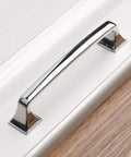 10 Pack 5 Inch Polished Chrome Kitchen Cabinet Pulls And Handles Set Solid Metal Contemporary Square Arch Cabinet Hardware installed