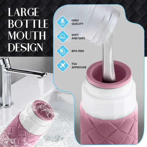 Must Have Carry On Friendly Travel Bottles For Toiletries Set TSA Approved Silicone Containers Leak Proof Refillable 3oz 90ml