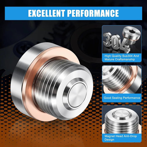 Magnetic Front Differential Oil Fill And Drain Plugs Set Stainless Steel 2 Pack With Retention Design