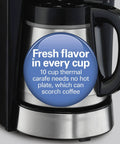 Programmable Coffee Maker With 10 Cup Thermal Carafe, 3 Brew Options, Auto Shutoff And Pause Pour, Stainless Steel Design